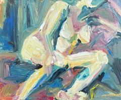 "Figura tumbada" de Maura Petersen - Abstracto con textura de colores Mujer descansando