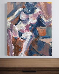 "Open Figure", Zeitgenössischer figurativer Akt, unscharfes Modell, Acryl auf Leinwand