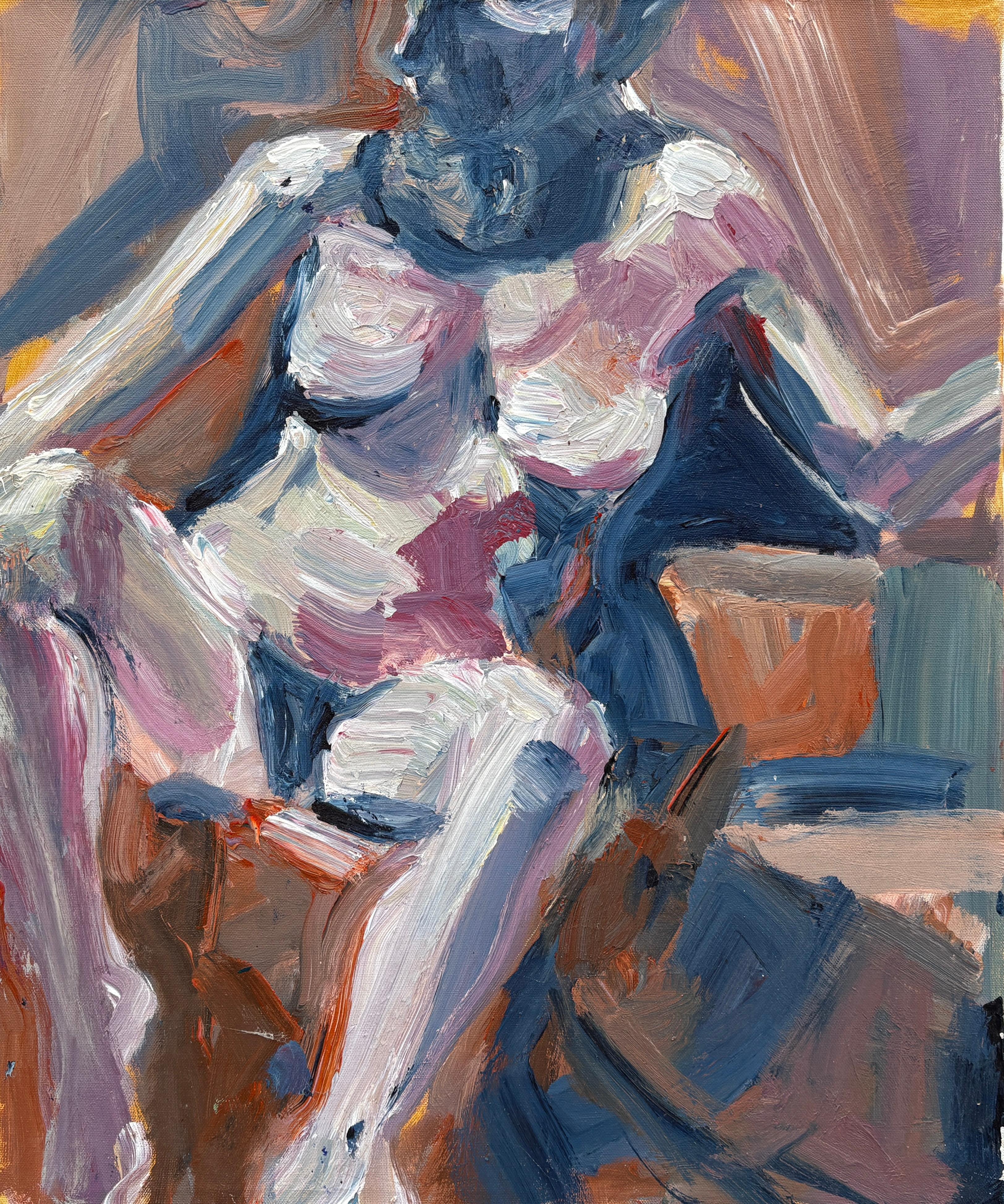 "Open Figure", Contemporary Figurative Nude, Blurred Model, Acrylic on Canvas