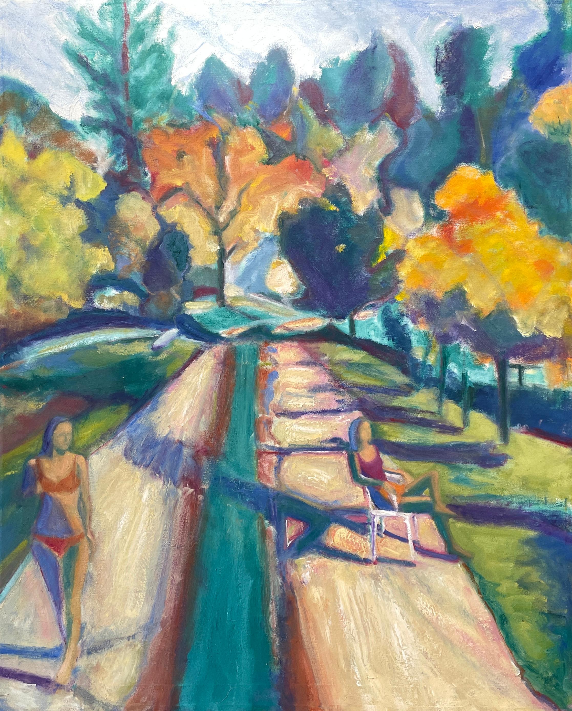 Maura Petersen (estadounidense, nacida en 1956)
"Camino", 2023
Pintura al óleo, Lienzo, Barras de camilla
El artista firmó el reverso del cuadro.

Sendero" es una evocadora pintura al óleo sobre lienzo de Maura Petersen, de 57" x 46". Como destacada