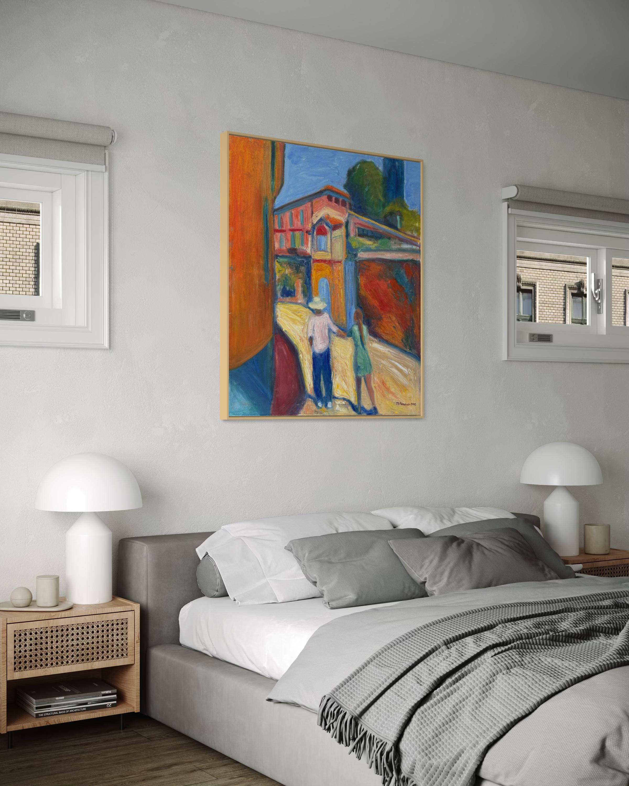 „Siena-Sommer“ von Maura Petersen – lebhafte und farbenfrohe italienische Straßenszene im Angebot 11