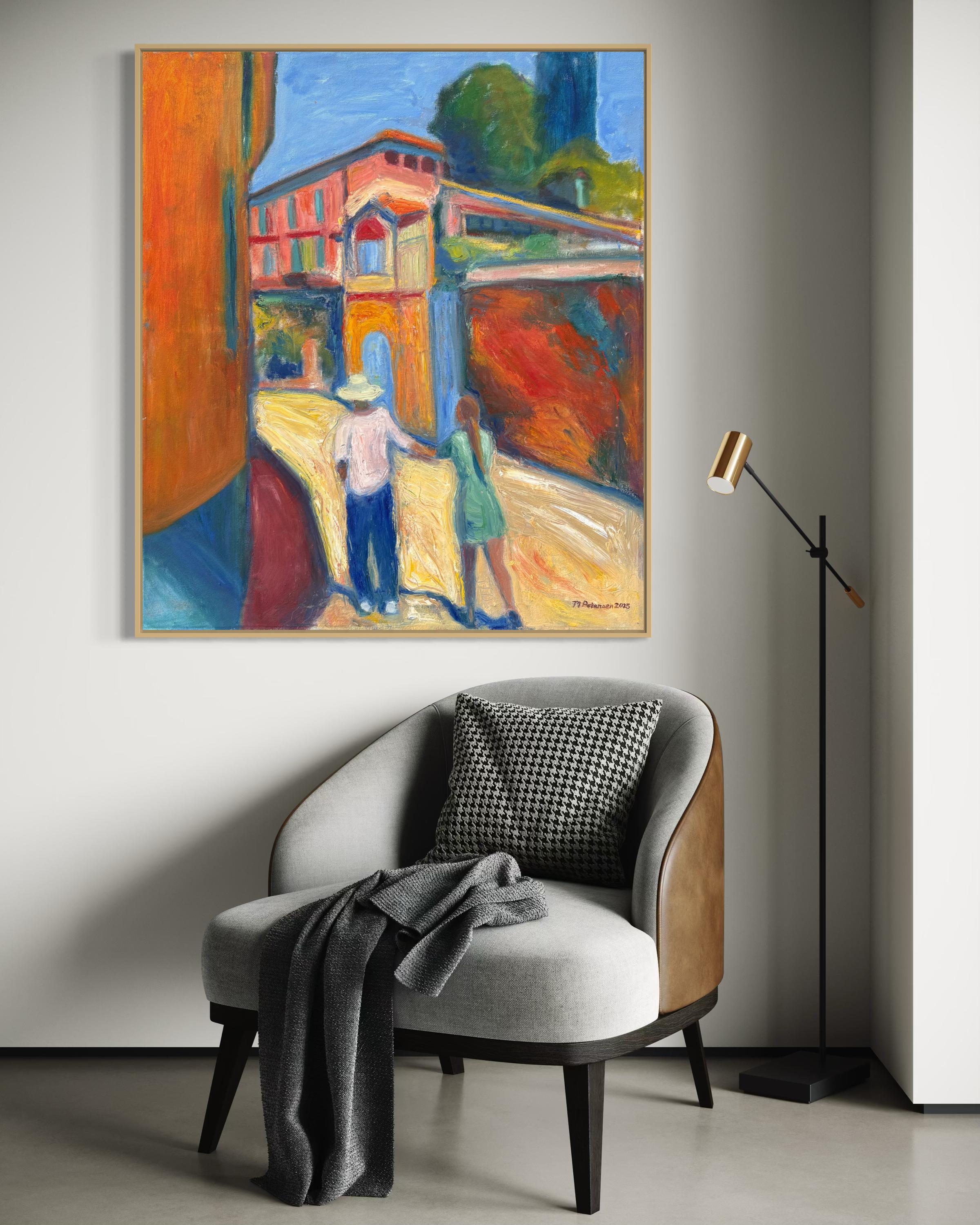 „Siena-Sommer“ von Maura Petersen – lebhafte und farbenfrohe italienische Straßenszene im Angebot 1