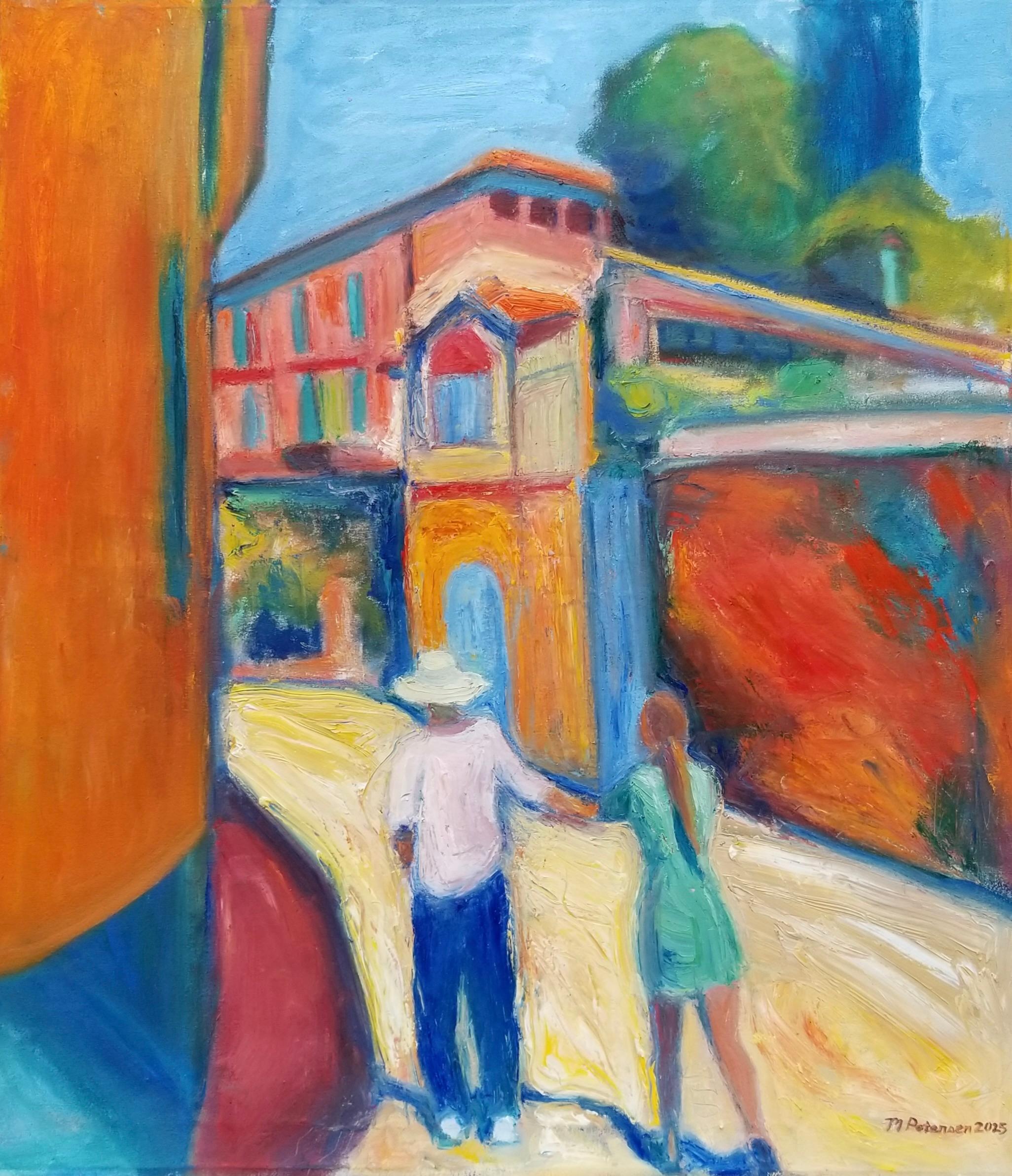 "Sienna Summer" di Maura Petersen - Una scena di strada italiana vibrante e colorata