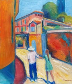 "Sienna Summer" by Maura Petersen - Vibrant and Colorful Italian Street Scene