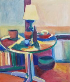 "Still-Life" by Maura Petersen - Colorful Still-Life with Fruit Bowl and Lamp