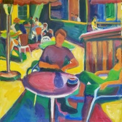 "Summer Cafe" by M. Petersen - Colorful Expressionist Sunlit Cafe Scene