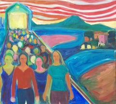 "The March" by Maura Petersen - Beautiful Figurative of a Woman's March Together