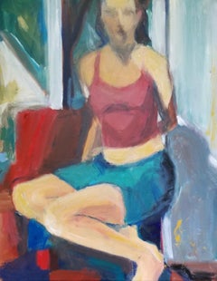 "Untitled" by Maura Petersen - Expressionist Figurative of a Woman by a Window