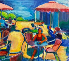 "Westside Cafe" di M. Petersen - Scena di caffè colorata ed espressionista illuminata dal sole