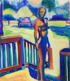 "Donna alla luce del sole e all'ombra" di M. Petersen - Astratto figurativo colorato