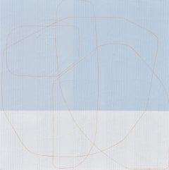 "Beauty Sleep" Light Blue & Gray Color Blocked Abstract with Orange Line