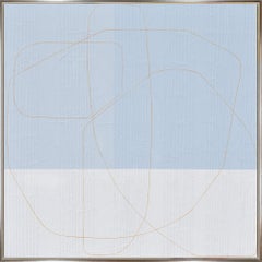 "Beauty Sleep" Light Blue 
Gray Color Blocked Abstract with Orange Line