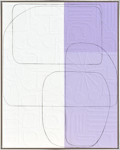 "Crayon Color 9" Contemporary Lavender Abstract Framed Mixed Media on Canvas