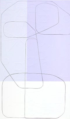 "Gumdrops I" Purple Color Blocked Abstract with Embossed Texture & Black Line