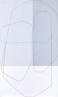 "Gumdrops II" Gray Color Blocked Abstract with Embossed Texture & Black Line