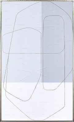 „Gumdrops II“ Grauer Farbblock-Abstrakt mit geprägter Textur und schwarzer Linie
