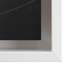 "Nightcap" Black & White Color Blocked Abstract with Gold Paper Line and Texture