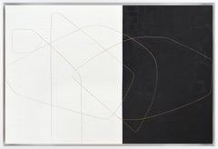 "Nightcap" Black 
White Color Blocked Abstract with Gold Paper Line and Texture