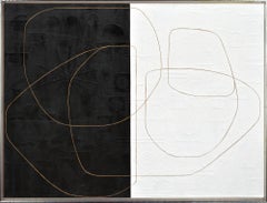 "Skipping", tecnica mista astratta contemporanea con cornice su tela
