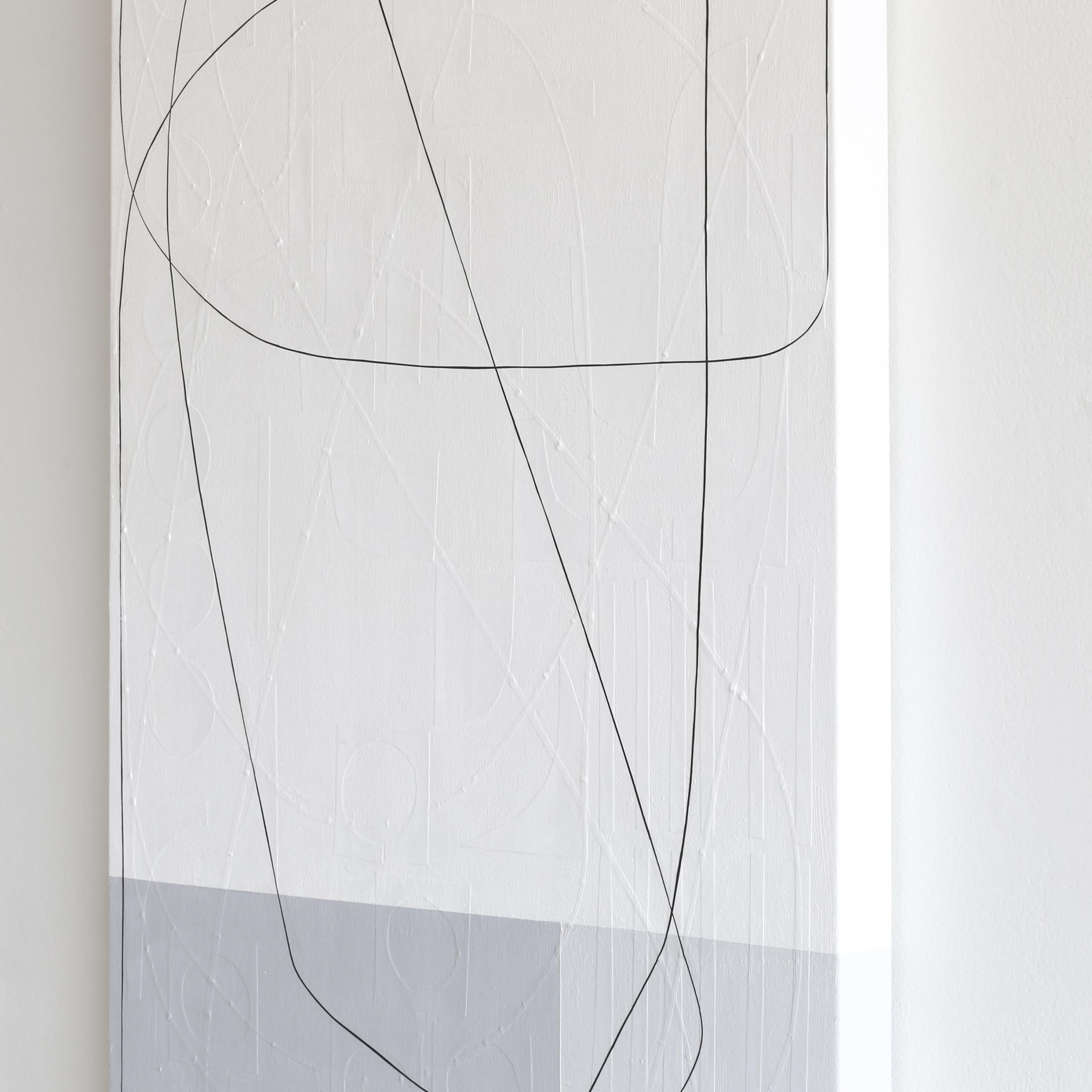 Maura Segal’s abstract works conjure a delicate simplicity. Blocks of color languidly splay behind thin meandering lines and freeform fluid curves. Yet upon closer investigation, the artist’s focal craftsmanship is revealed by the foundational