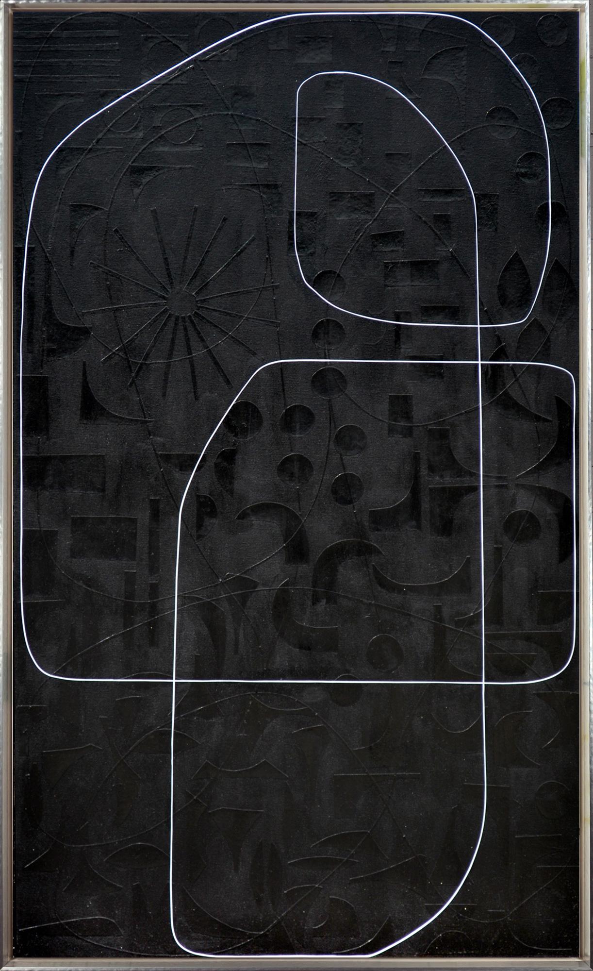 "Süßes Lakritz I" Contemporary Abstract Black Textured Mixed Media on Canvas