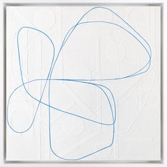 Maura Segal - "White" Mixed Media Piece with Embossed Effect and Linear Blue Colored Paper "White" Mixed Media Piece with Embossed Effect and Linear Blue Colored Paper