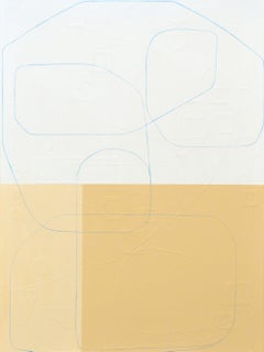 "Wildflower" Orange Color Blocked Abstract with Embossed Texture & Blue Line