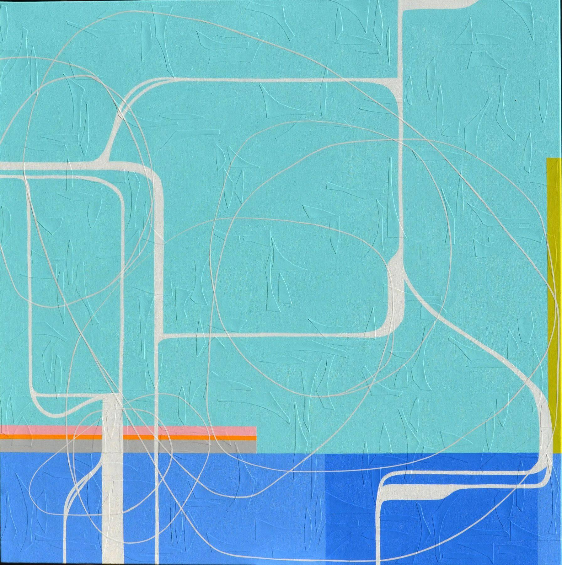 Maura Segal Abstract Painting - Blue Tricycle