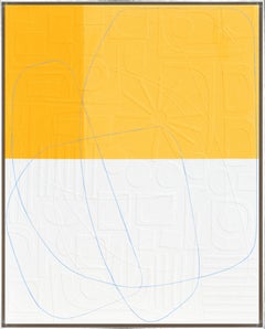 "Crayon Color 1" Contemporary Abstract Yellow Mixed Media on Canvas with Frame