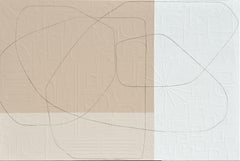 Farmhouse by Maura Segal, peinture contemporaine minimaliste sur toile avec collage