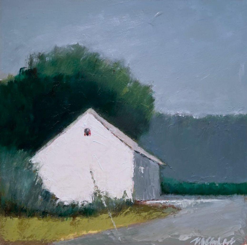 Maureen Chatfield Landscape Painting - White Barn on Homestead