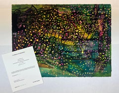 "Untitled (MC260)" by Maureen Clay (Abstract, Pinks, Yellows, Emerald green)