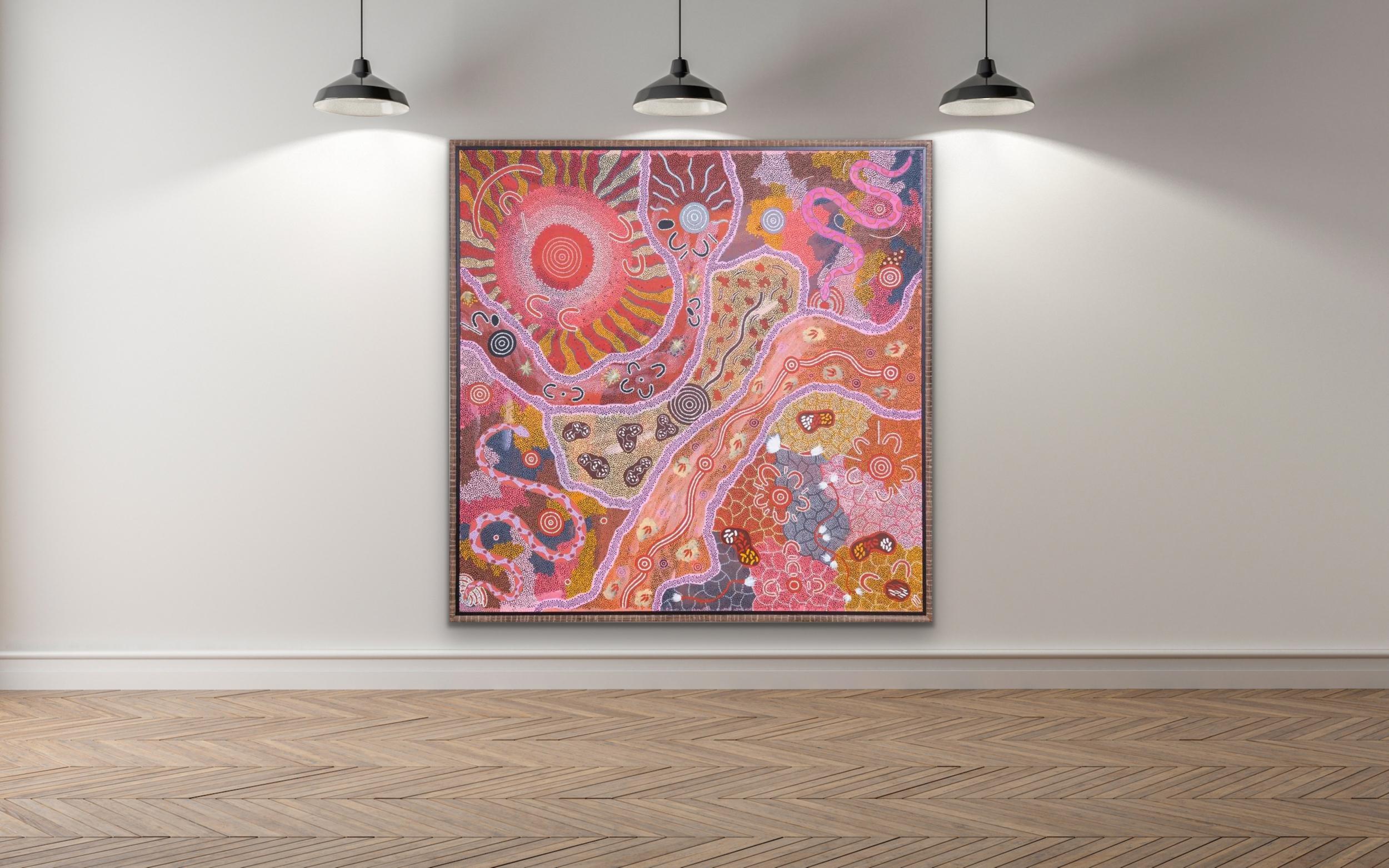 Six Dreamings (Fire-Snake-Women Ceremony-Women-Flying Ant-Emu) LARGE Aboriginal For Sale 7