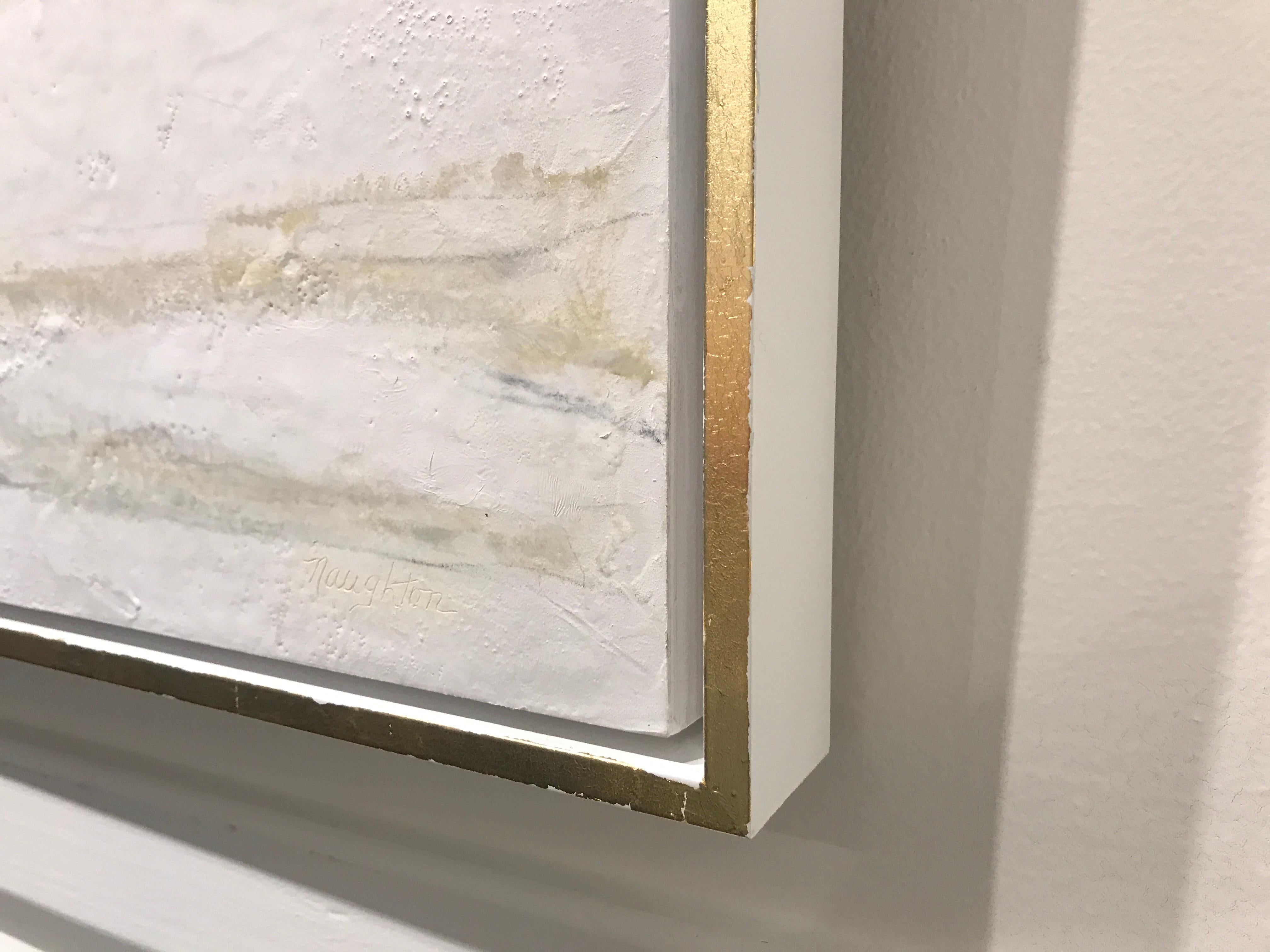 Liquid White, Maureen Naughton Large Encaustic and Gold Leaf on Board Painting 5