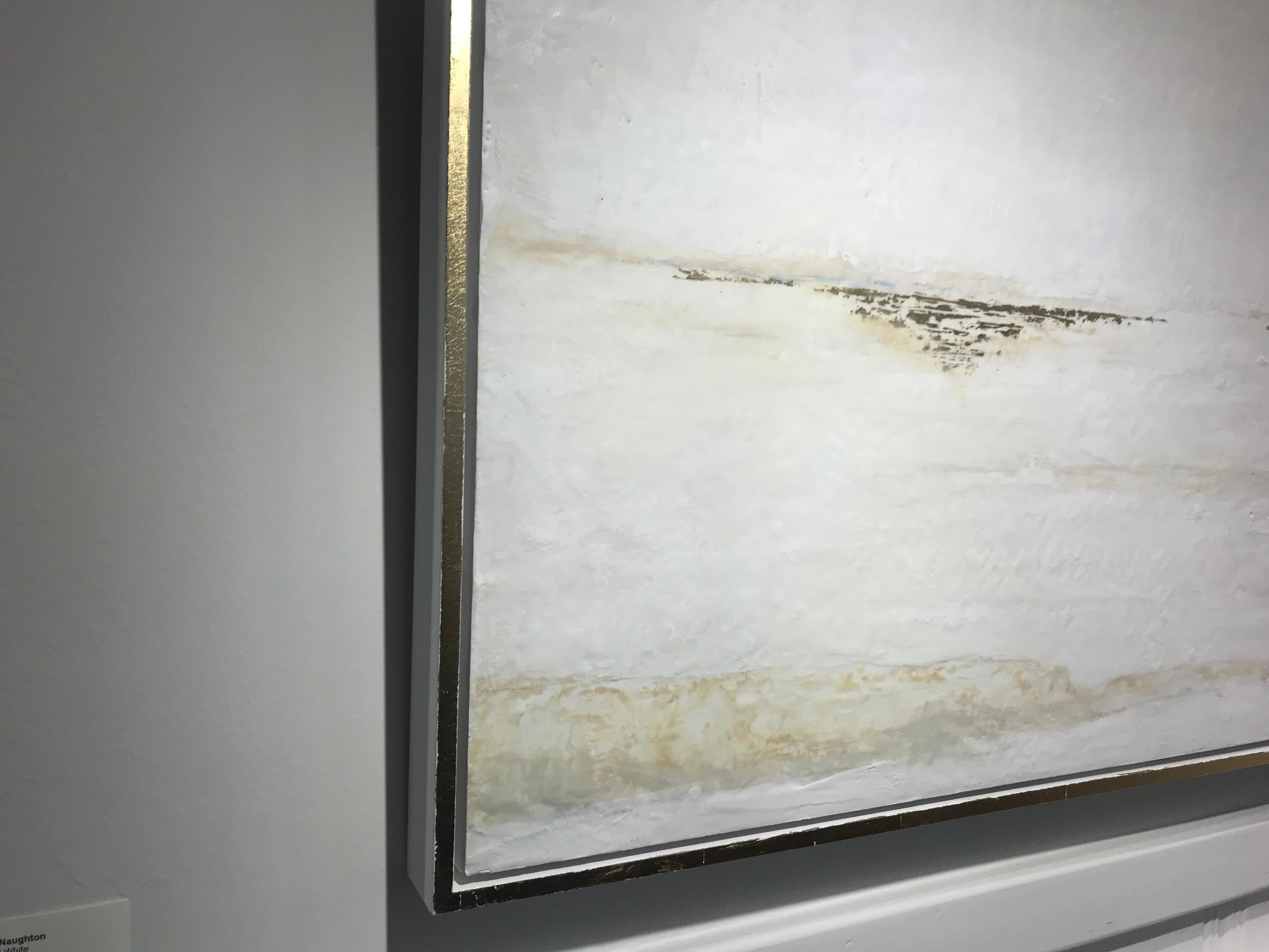 Liquid White, Maureen Naughton Large Encaustic and Gold Leaf on Board Painting 6