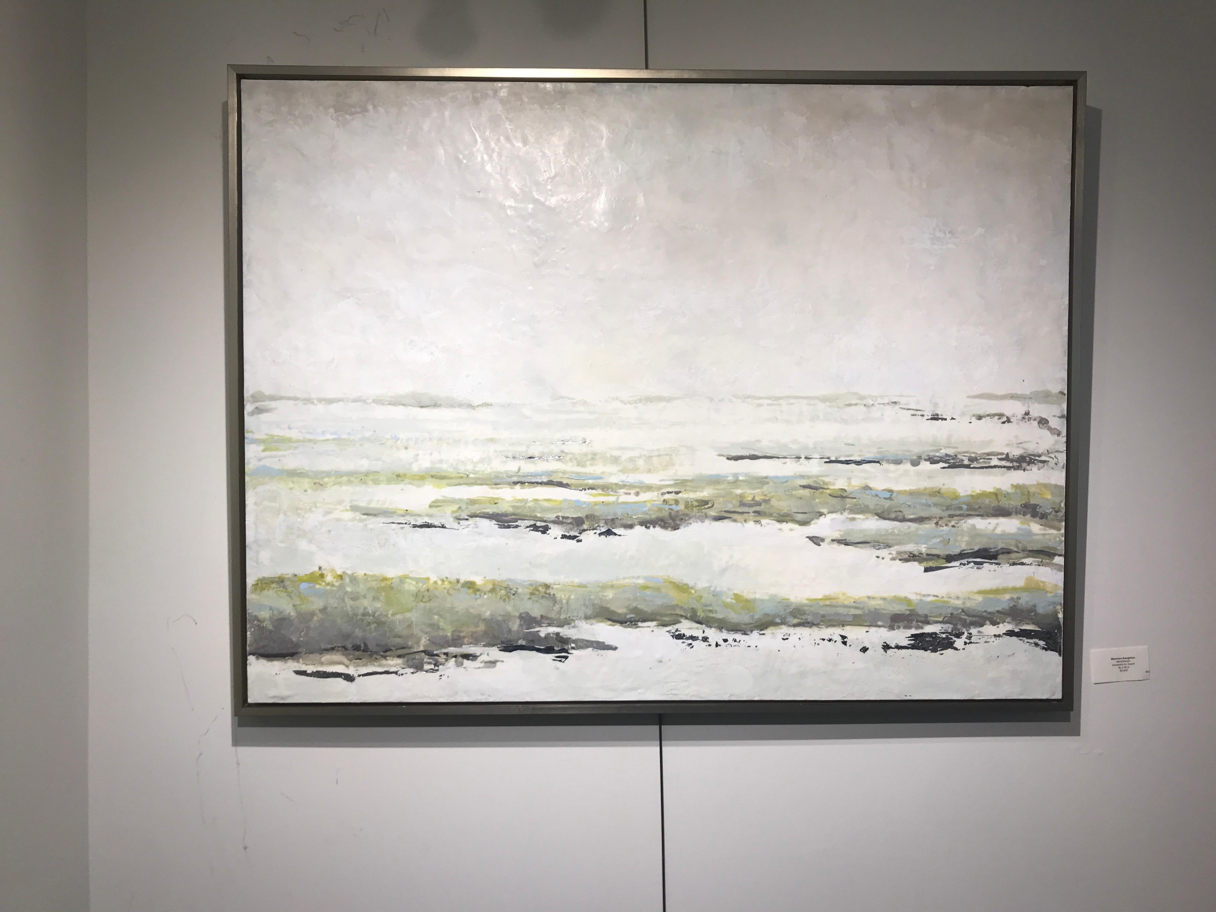 Marshlands, Maureen Naughton 2018 Encaustic and Silver Leaf on Board Painting 1