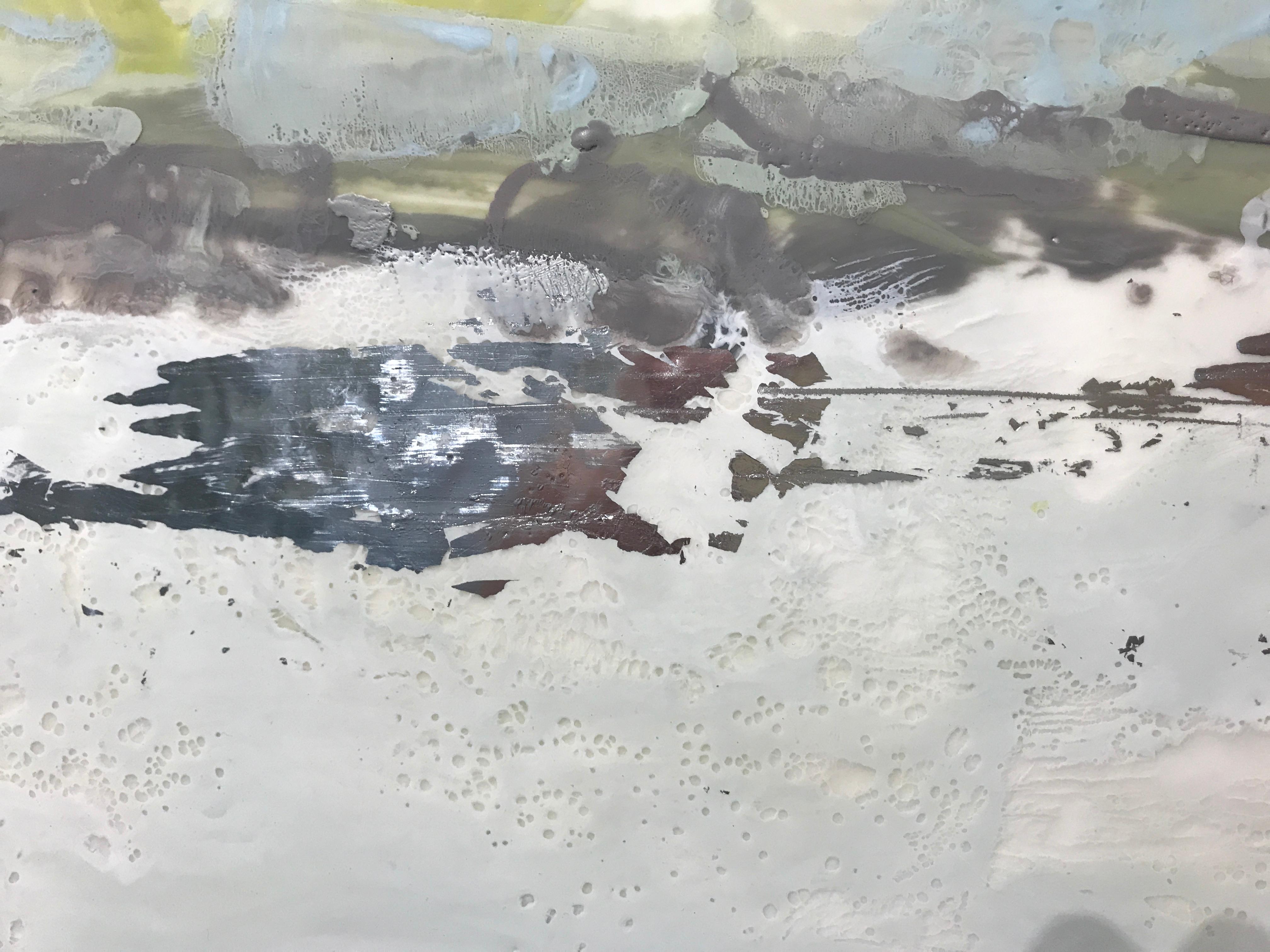 Marshlands, Maureen Naughton 2018 Encaustic and Silver Leaf on Board Painting 3