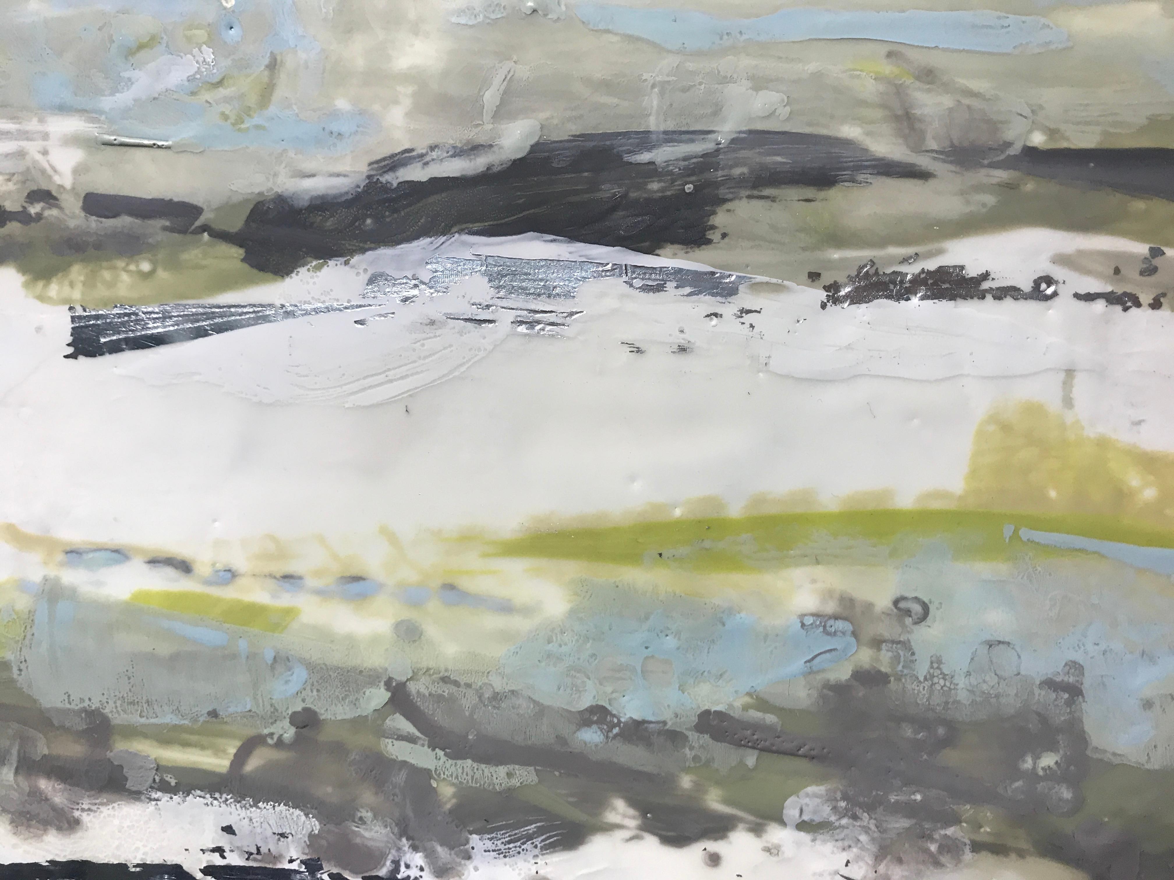 Marshlands, Maureen Naughton 2018 Encaustic and Silver Leaf on Board Painting 4