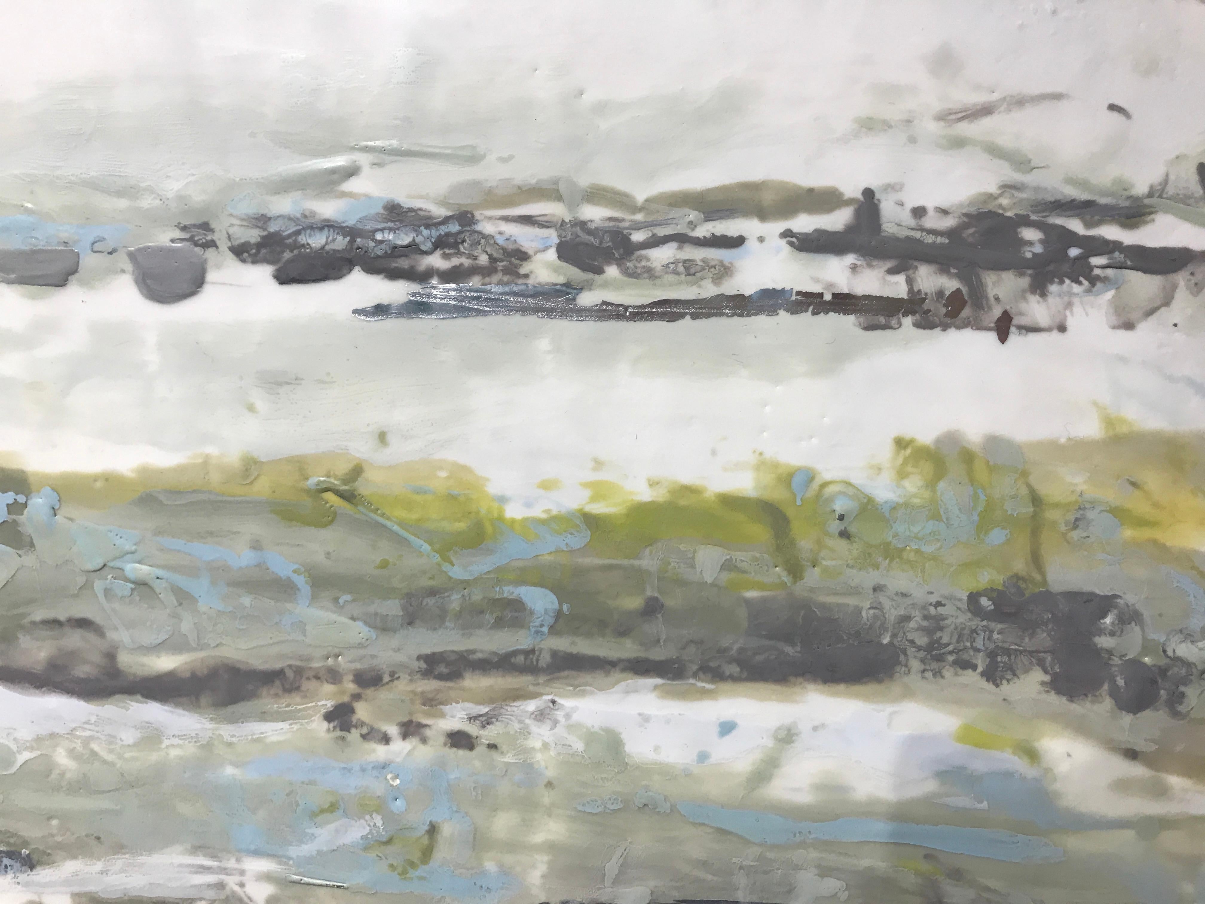Marshlands, Maureen Naughton 2018 Encaustic and Silver Leaf on Board Painting 5