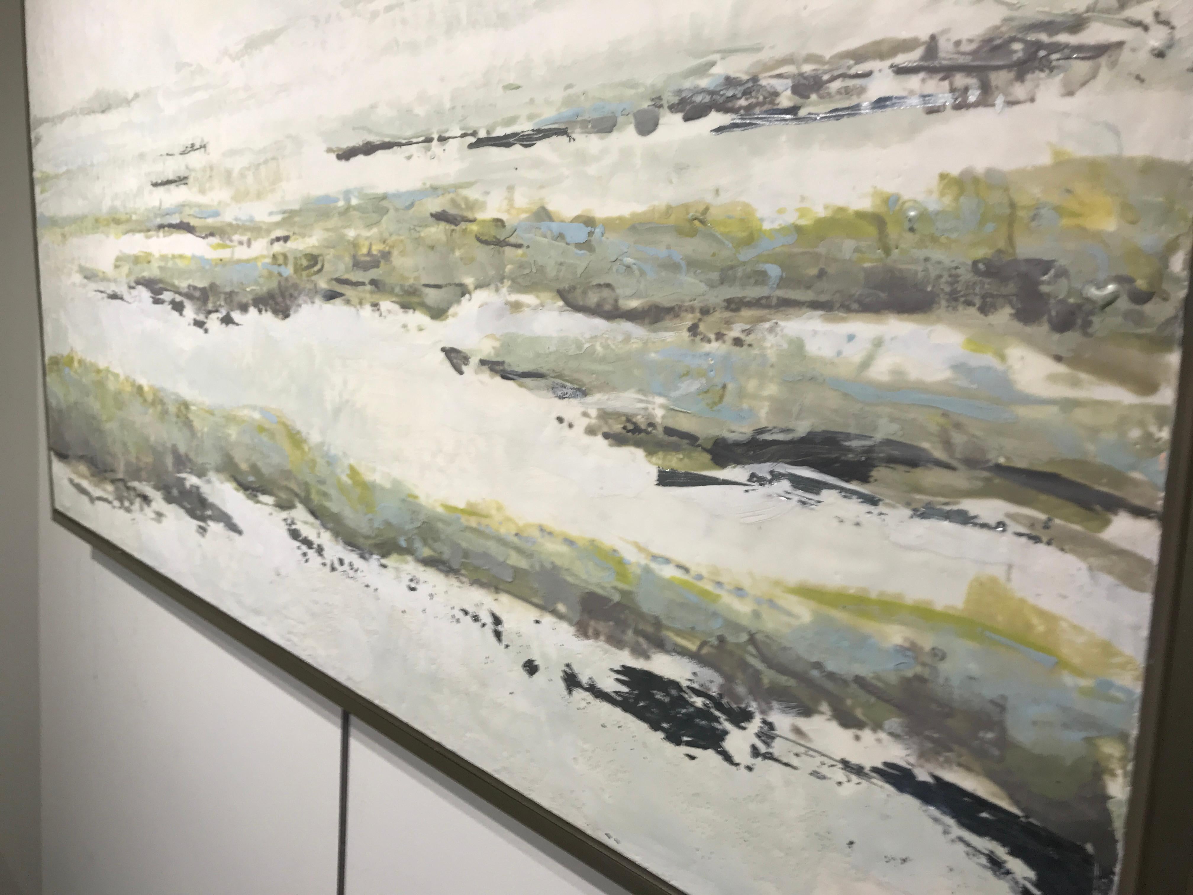 Marshlands, Maureen Naughton 2018 Encaustic and Silver Leaf on Board Painting 6