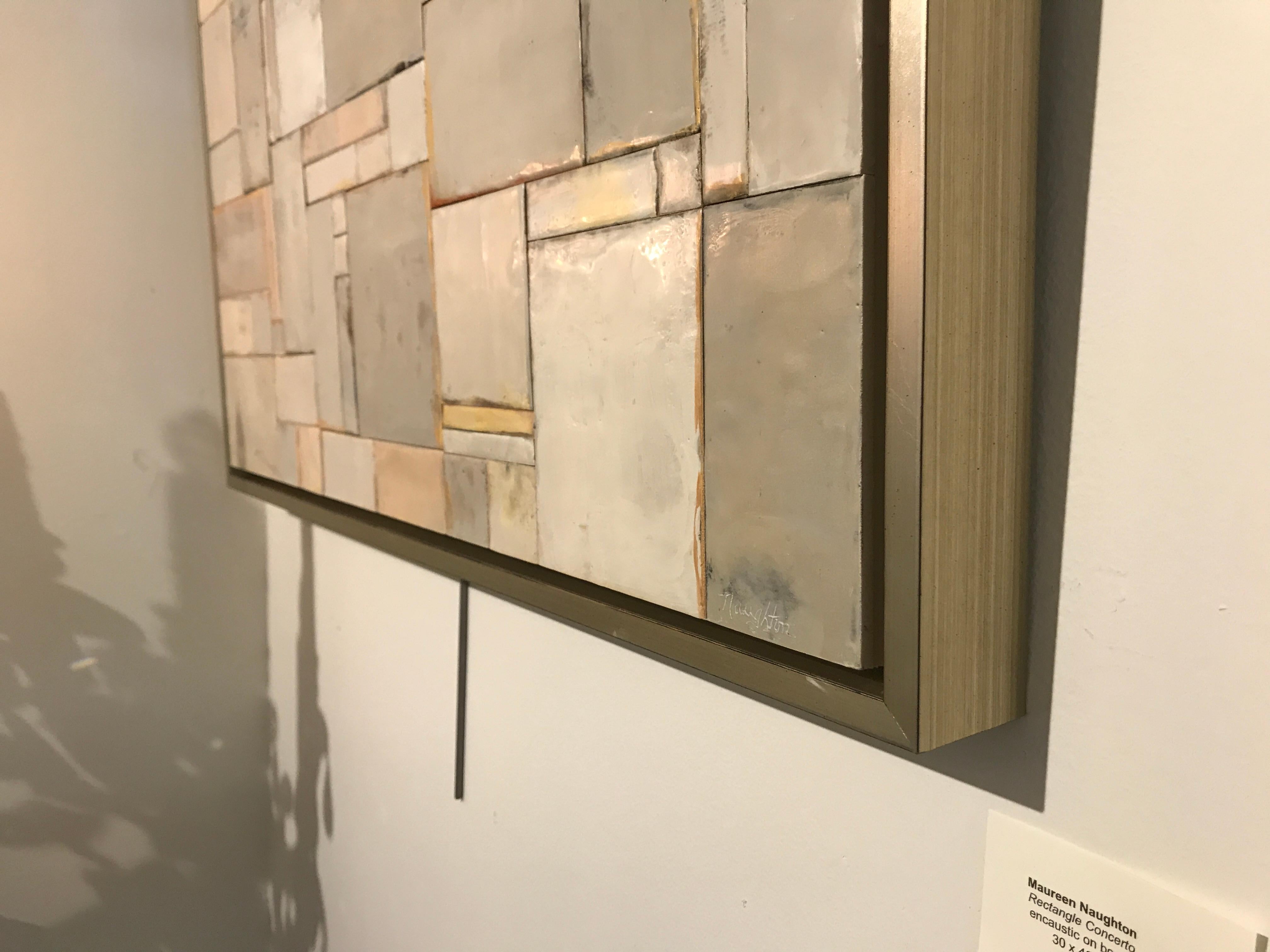 Rectangle Concerto, Maureen Naughton Framed Abstract Encaustic and Gold Leaf 7