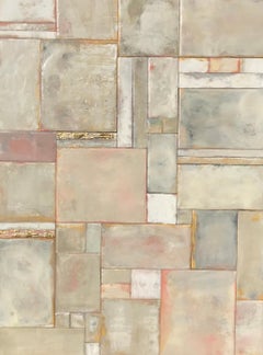 Rectangle Symphony, Maureen Naughton Abstract Encaustic and Gold Leaf on Board