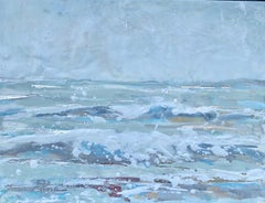 Salt Spray by Maureen Naughton, Framed Encaustic on Board Seascape Painting