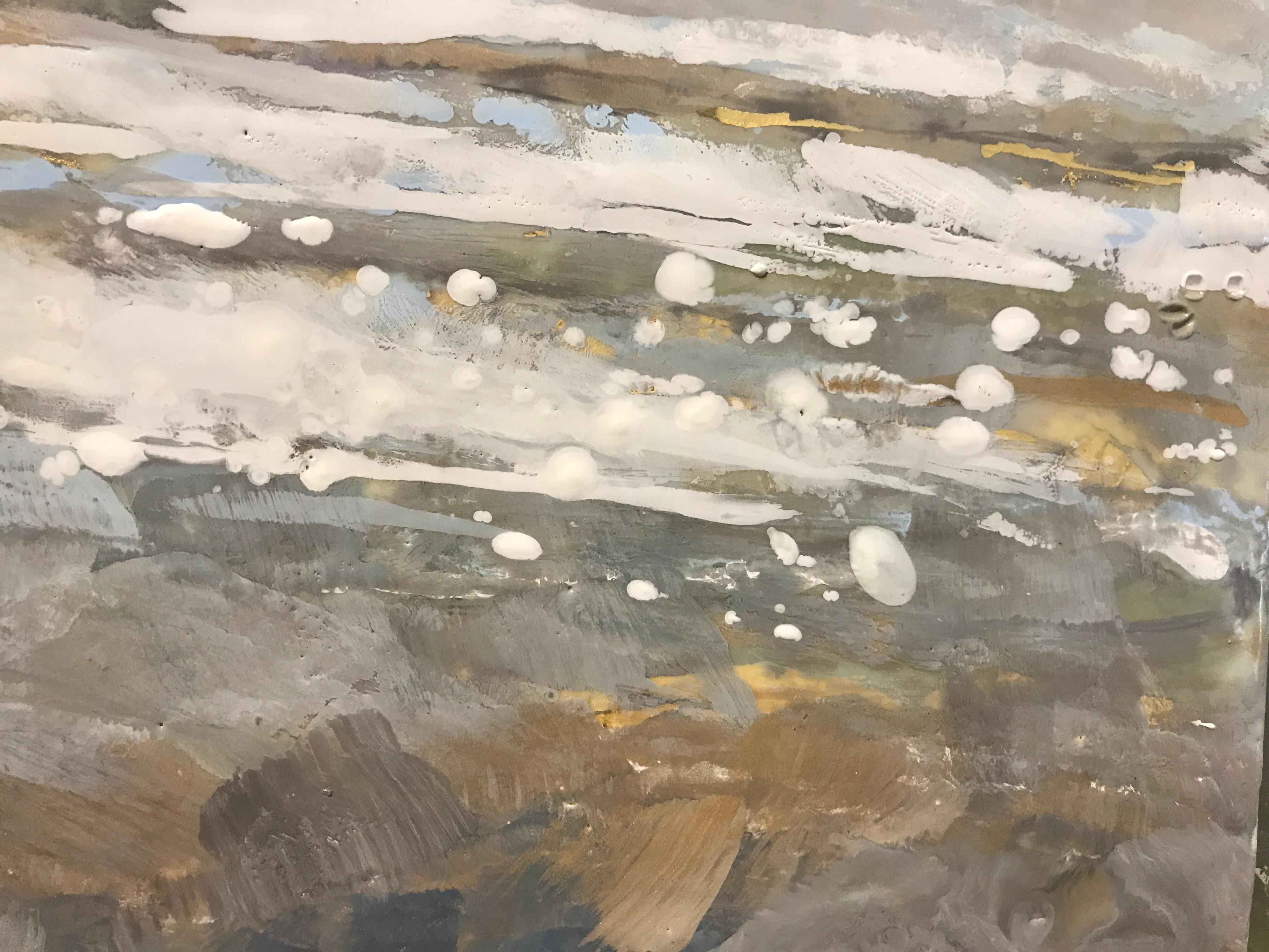 Salt Tipped by Maureen Naughton, Framed Encaustic on Board Seascape Painting 1