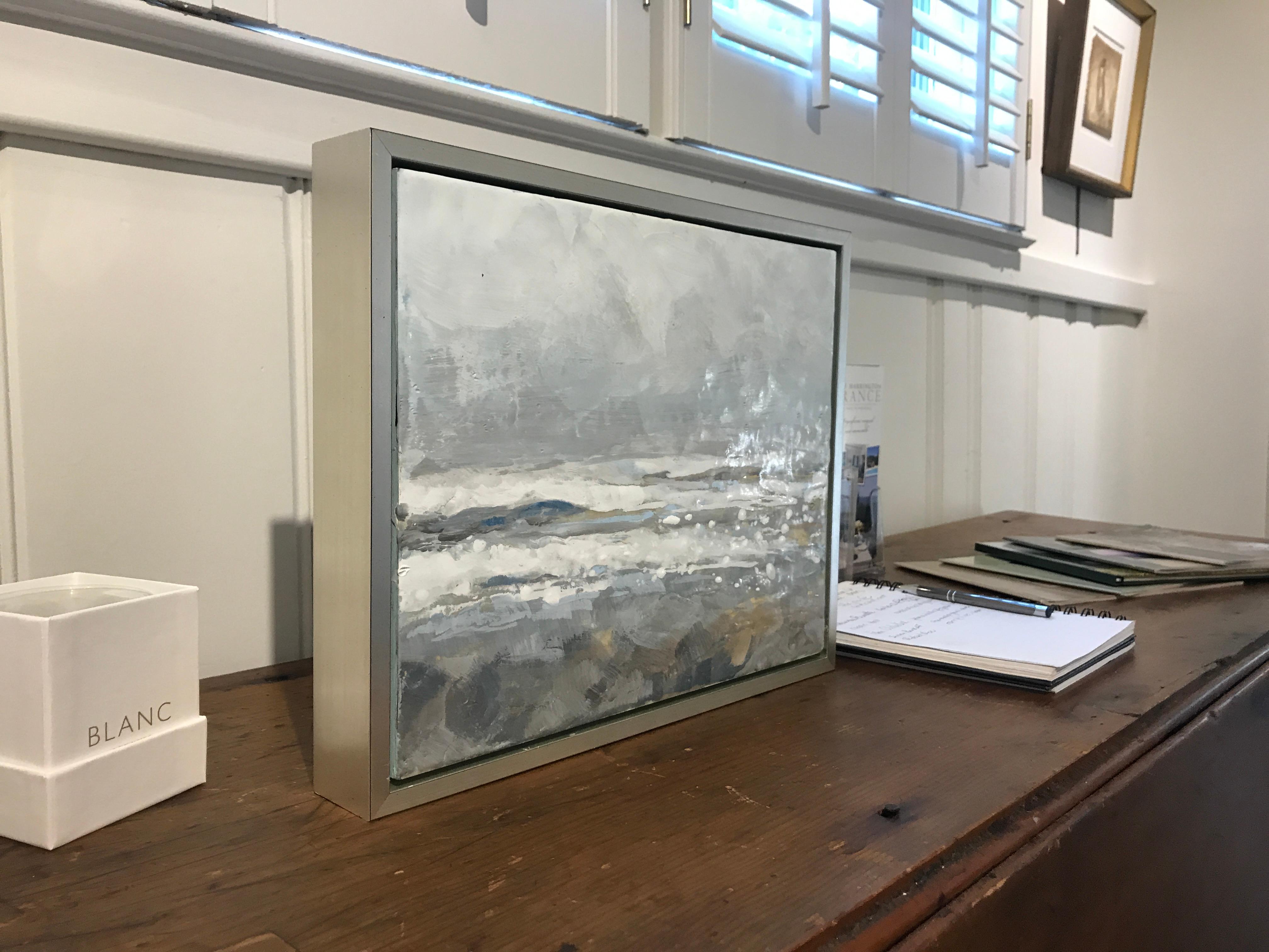 Salt Tipped by Maureen Naughton, Framed Encaustic on Board Seascape Painting 3