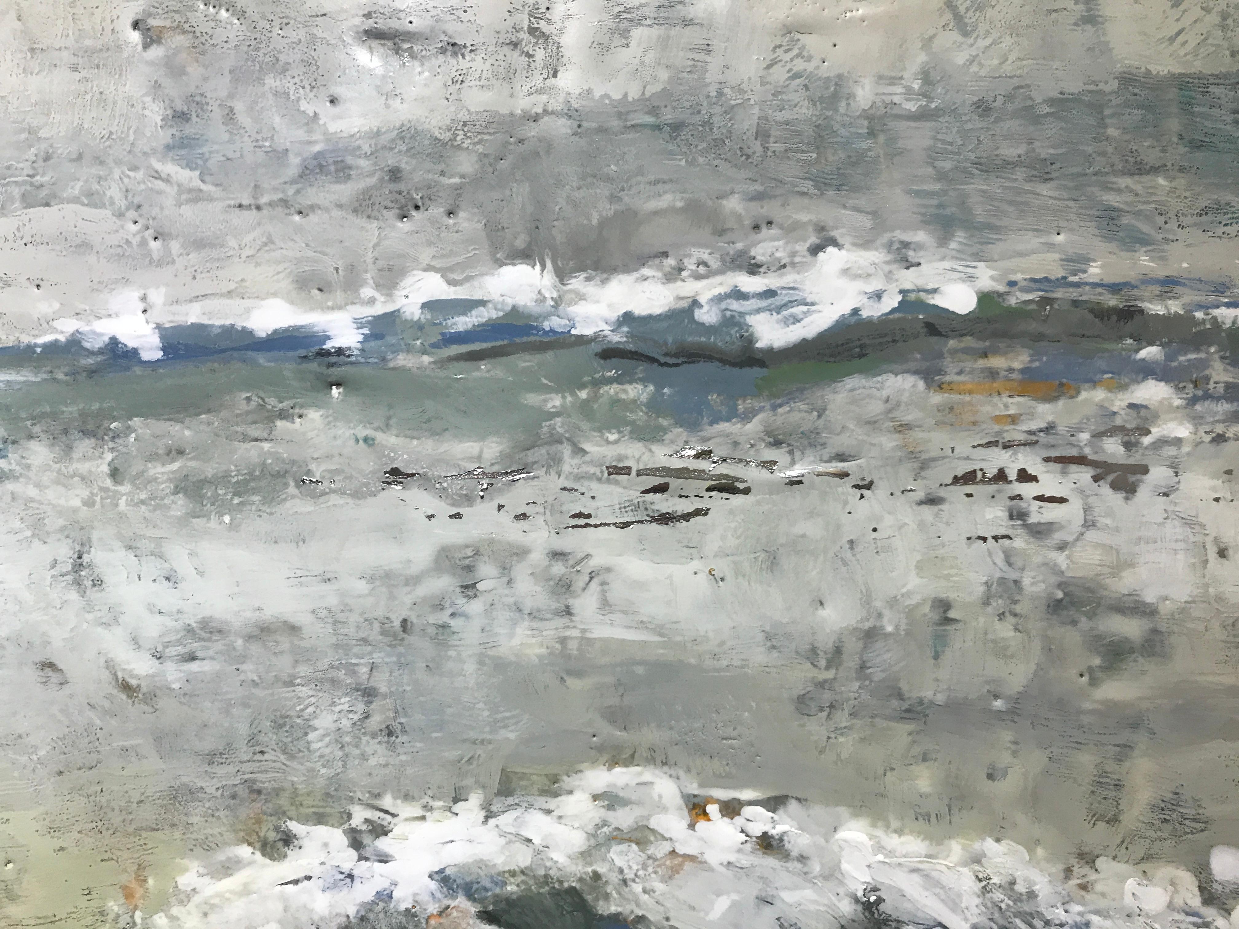 Sea Clearly by Maureen Naughton, Framed Encaustic on Board Abstract Painting 3