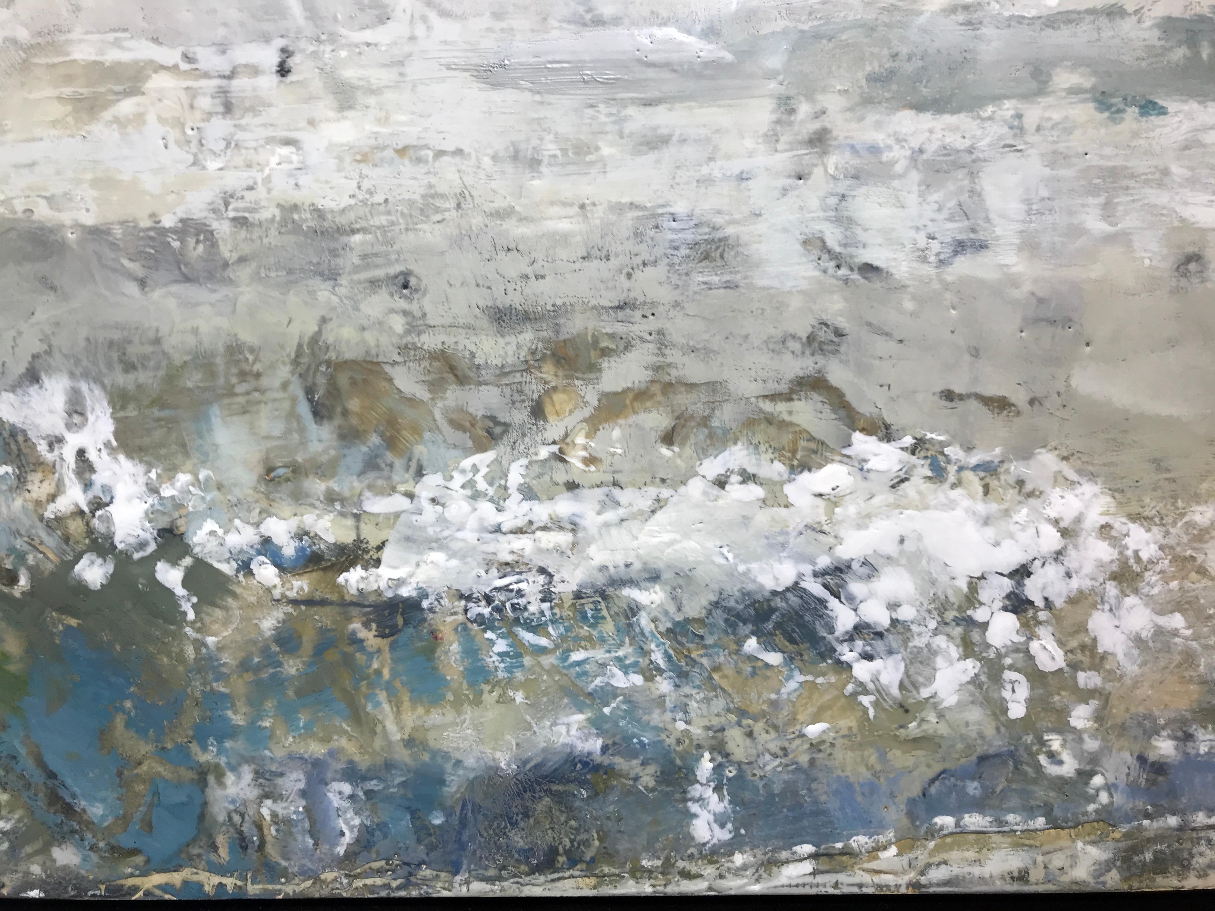 Sea Clearly by Maureen Naughton, Framed Encaustic on Board Abstract Painting 4