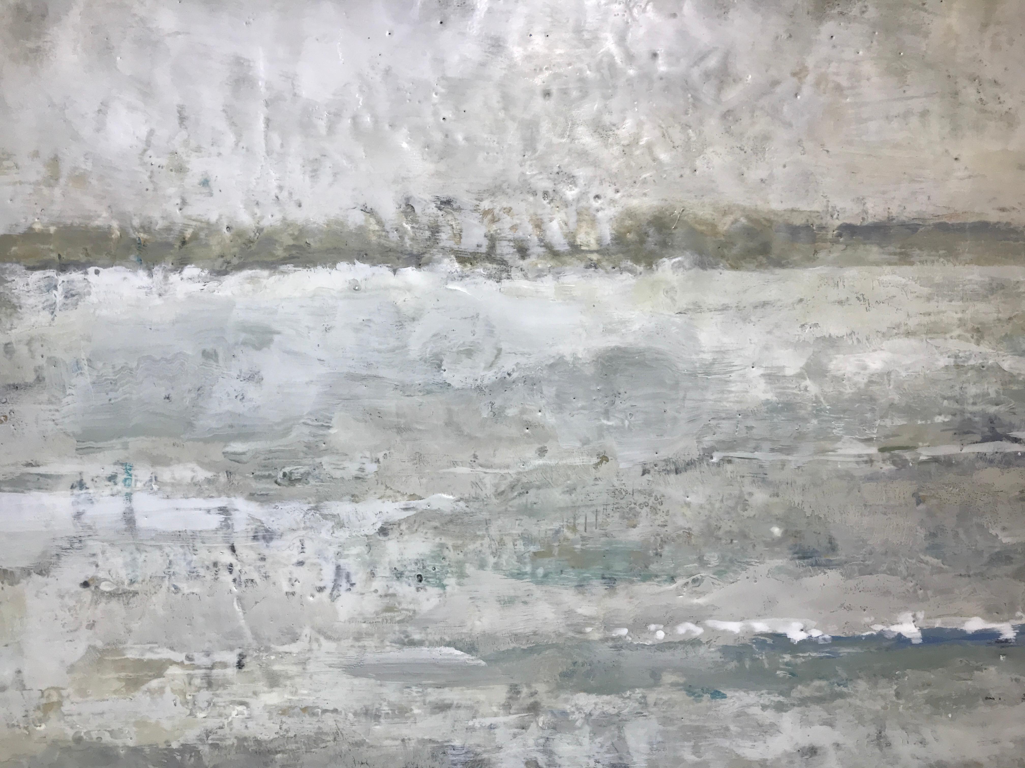 Sea Clearly by Maureen Naughton, Framed Encaustic on Board Abstract Painting 5