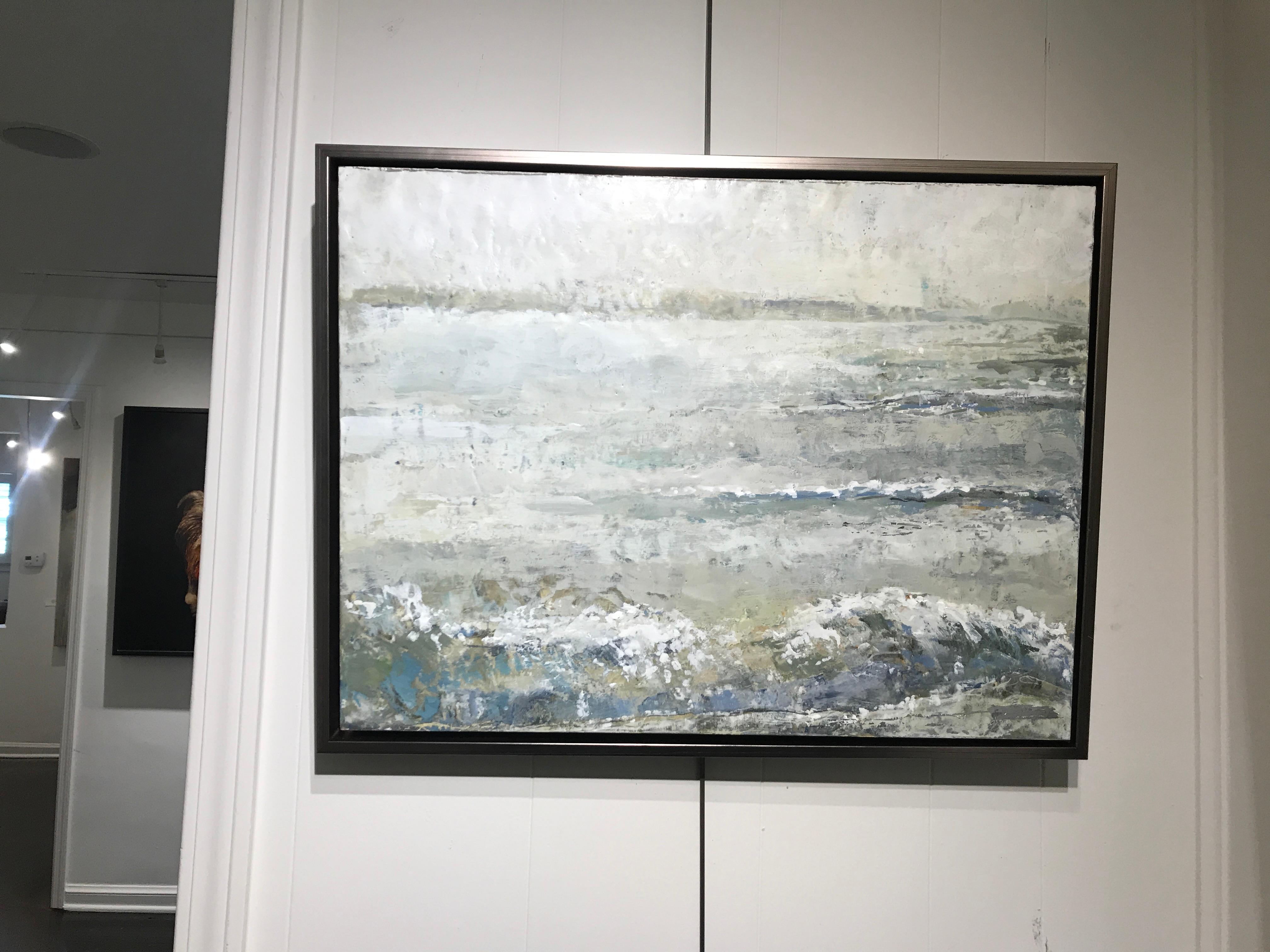 Sea Clearly by Maureen Naughton, Framed Encaustic on Board Abstract Painting 1