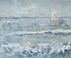 Sea Salt by Maureen Naughton, Encaustic on Board Framed Seascape Painting